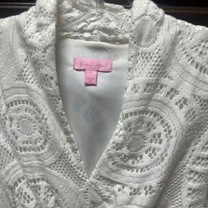 white V-neck, long sleeve, Lilly Pulitzer dress